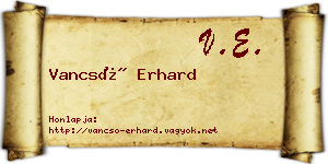 Vancsó Erhard névjegykártya